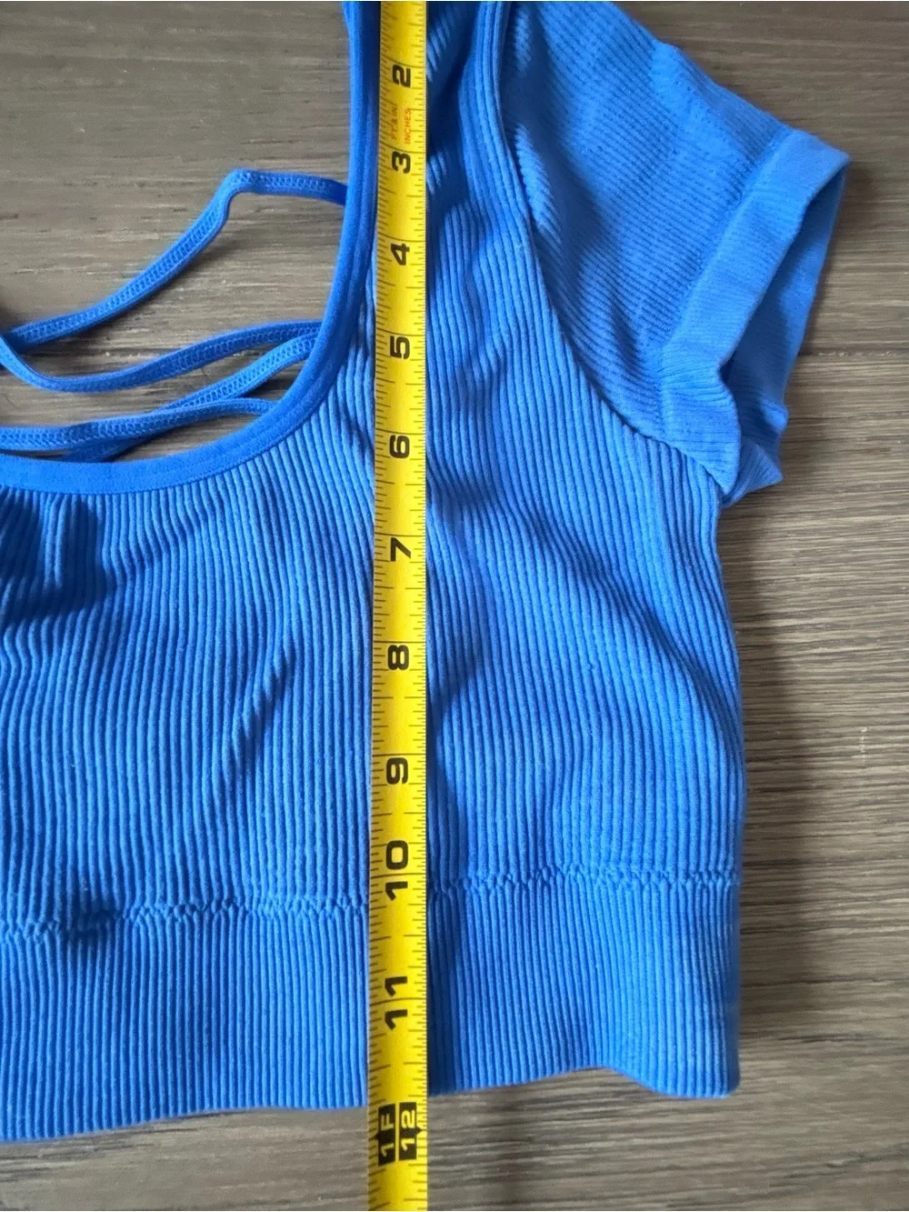 aerie Vibrant Blue Ribbed Short Sleeve Crop Top with Strappy Back